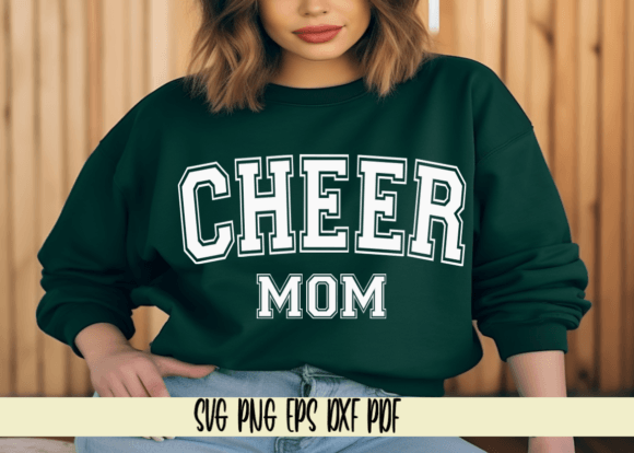 Cheer Mom Varsity Curved, Black White