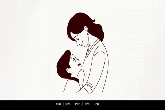 Mother and Child Loving Moment SVG
