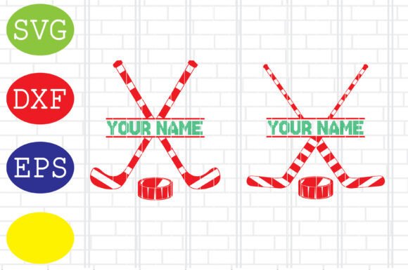 Split Candy Cane Hockey Sticks Svg