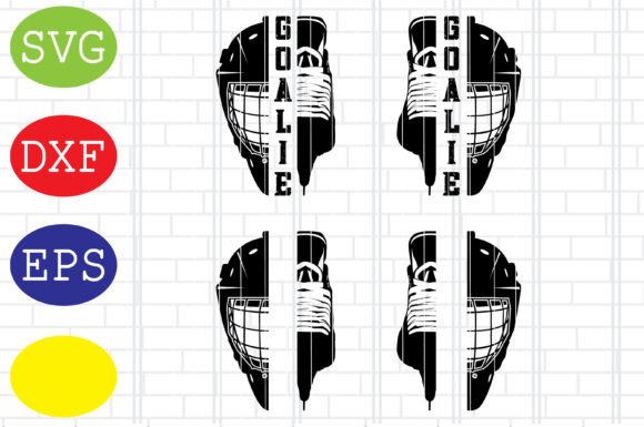 Split Goalie Mask and Ice Skate Svg